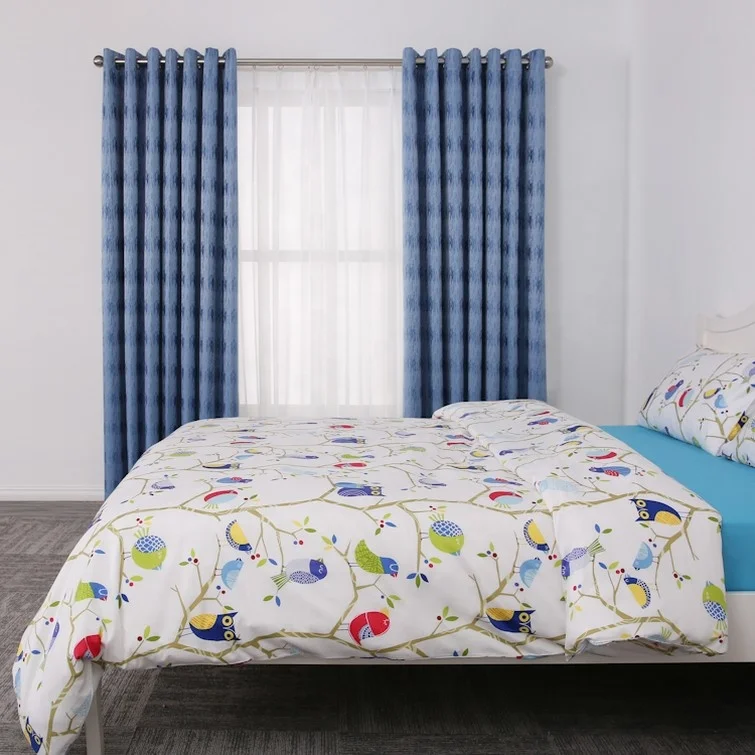 home decoration  100% polyester ready made modern sheer curtains