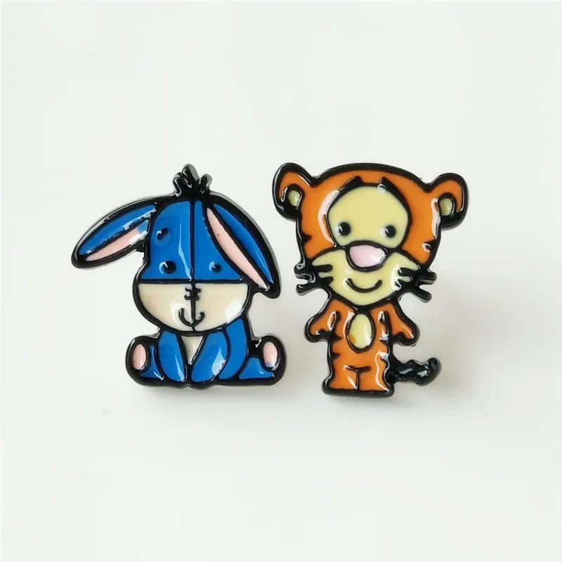 ODM cartoon bulk metal teddy bear 100 pairs stud soft enamel anime cartoon enamel earrings