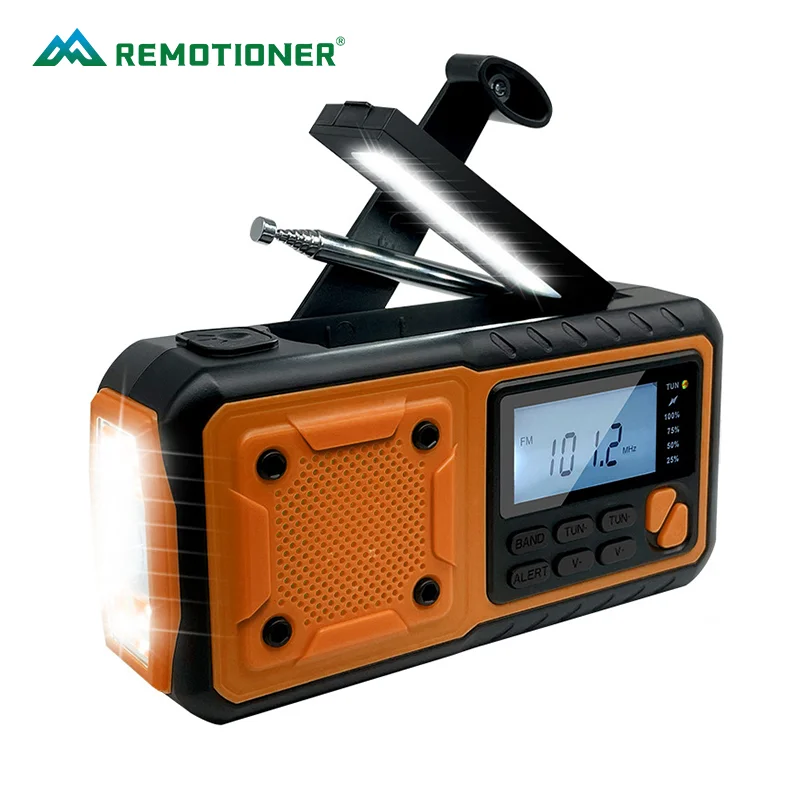 Emergency Weather Radio 4000mAh AM/FM Hand Crank Radio with Solar Charger USB Charger Flashlight Reading Lamp