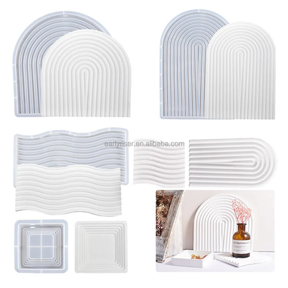 Early Riser resin mold diy dropping gum gum gypsum candle table arch-shaped wave terrace storage tray silicone mold