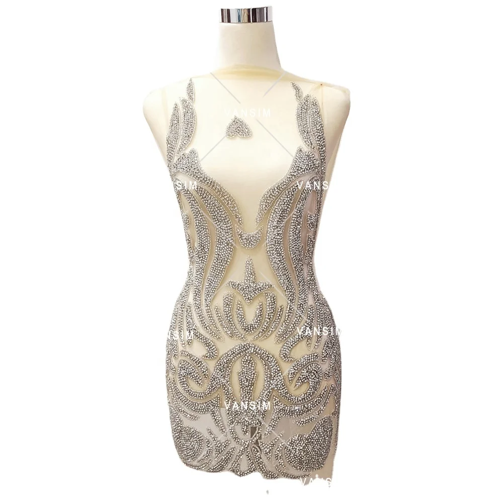 Hot design mermaid bling crystal beaded applique patches rhinestone bodice patterns