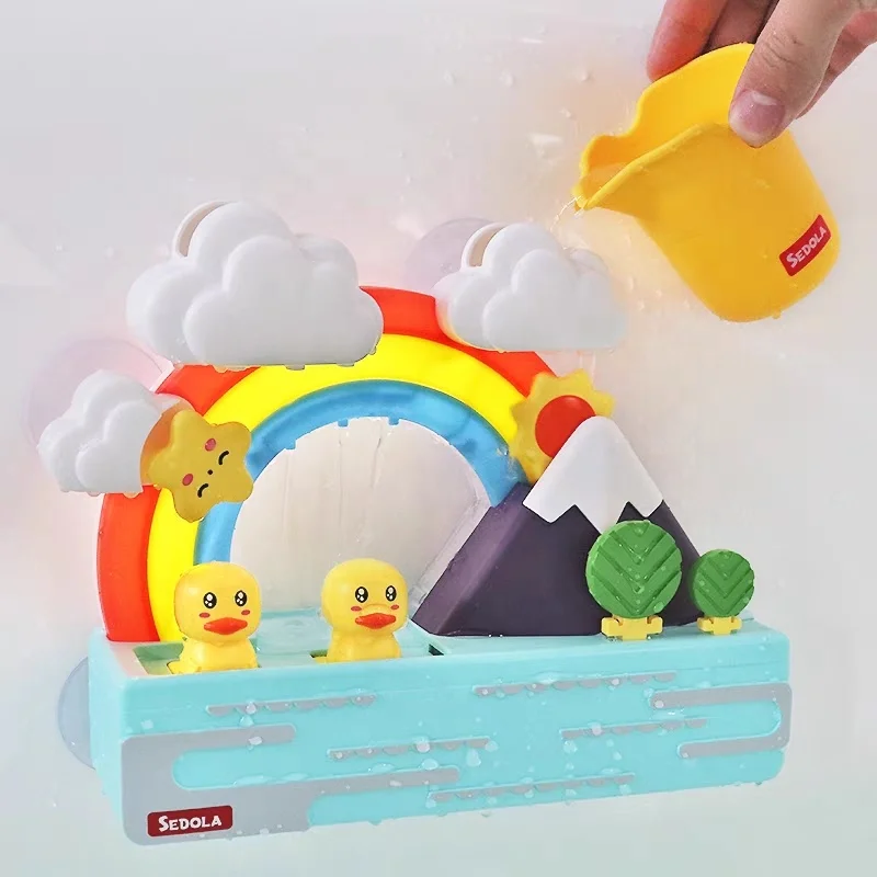 Новый музыкальный светлый водяной спрей DIY сборный Радужный утка трек Животные Игрушки для ванны набор
