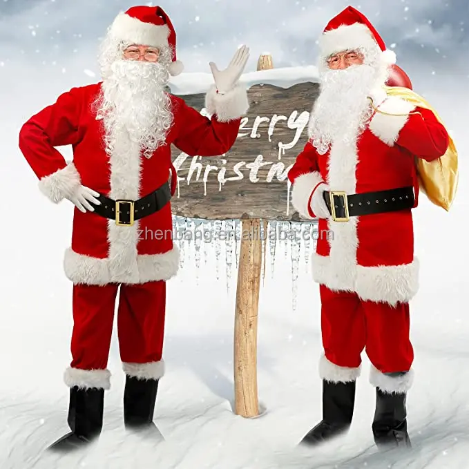 Костюм Санта Клауса, мужской роскошный костюм Санта-Клауса, костюм Санта-Клауса для взрослых, рождественские наряды