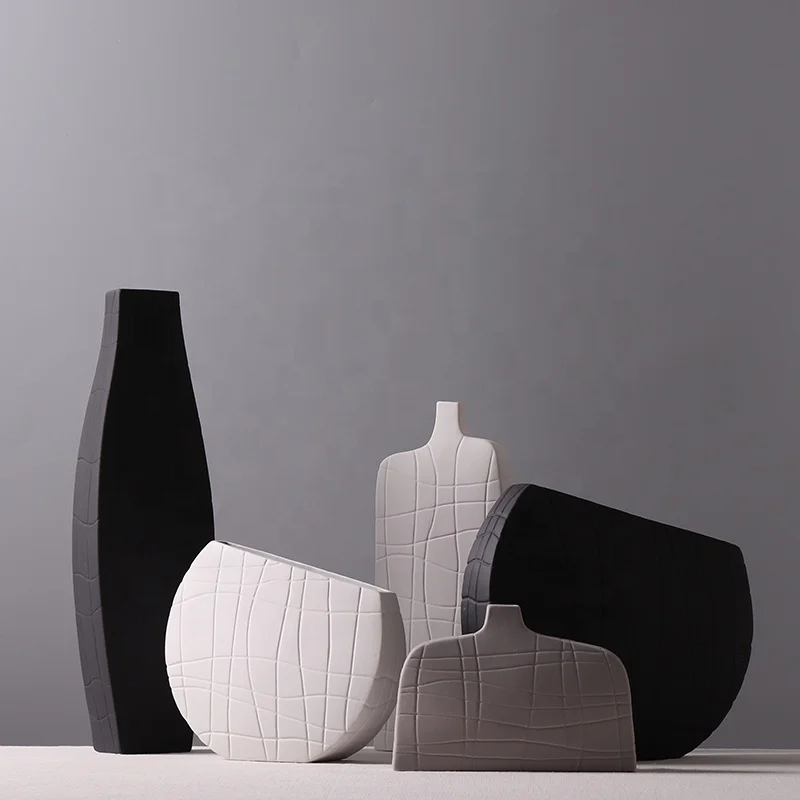 Wholesale customization of black flower vases in factories desktop interior design home decoration ceramic black flower vases