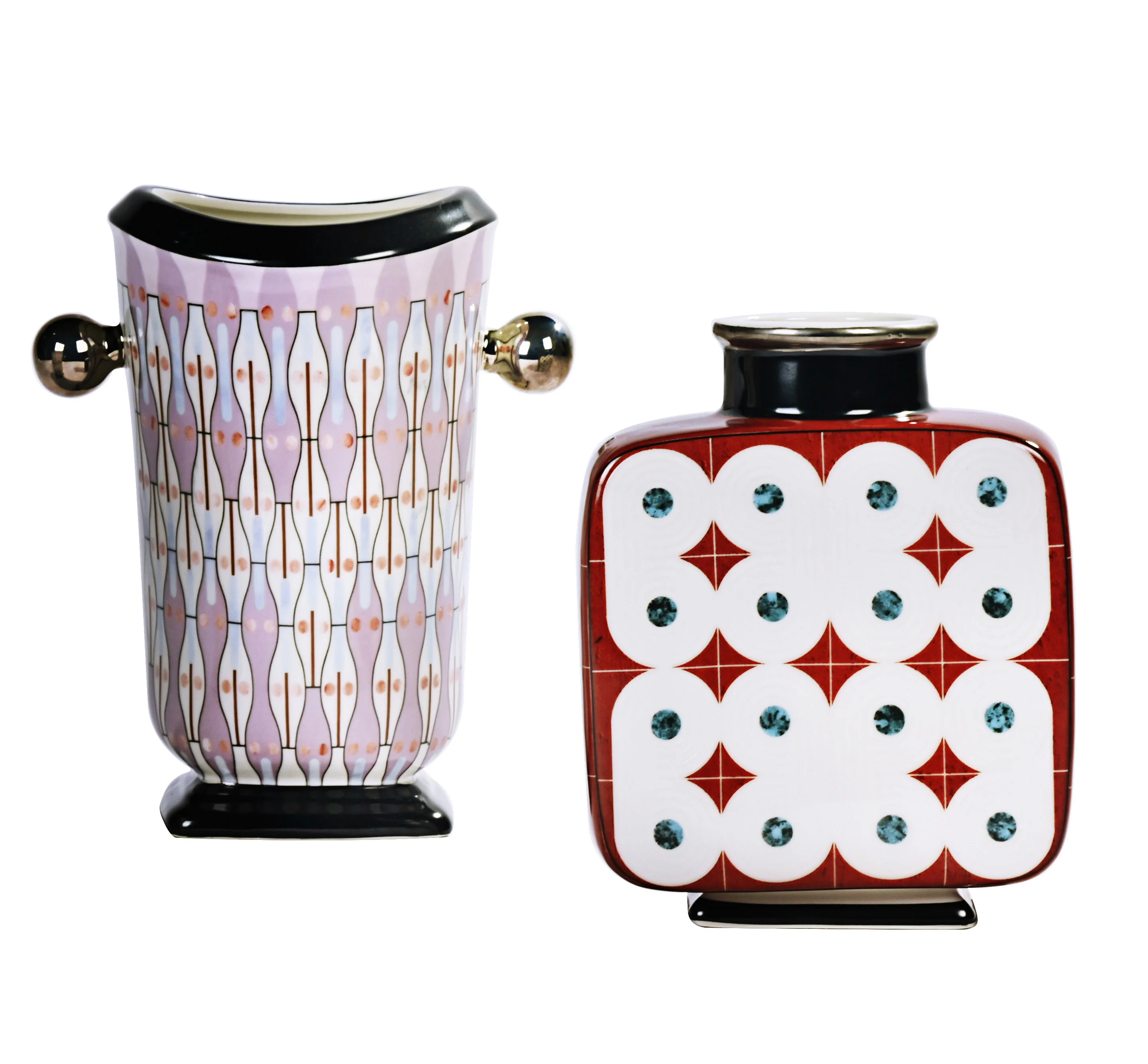 Hot Sale Europe Modern Luxury Porcelain Craft Lovely Fresh Pink Red Decorative Ceramic Vase for Home Decoration