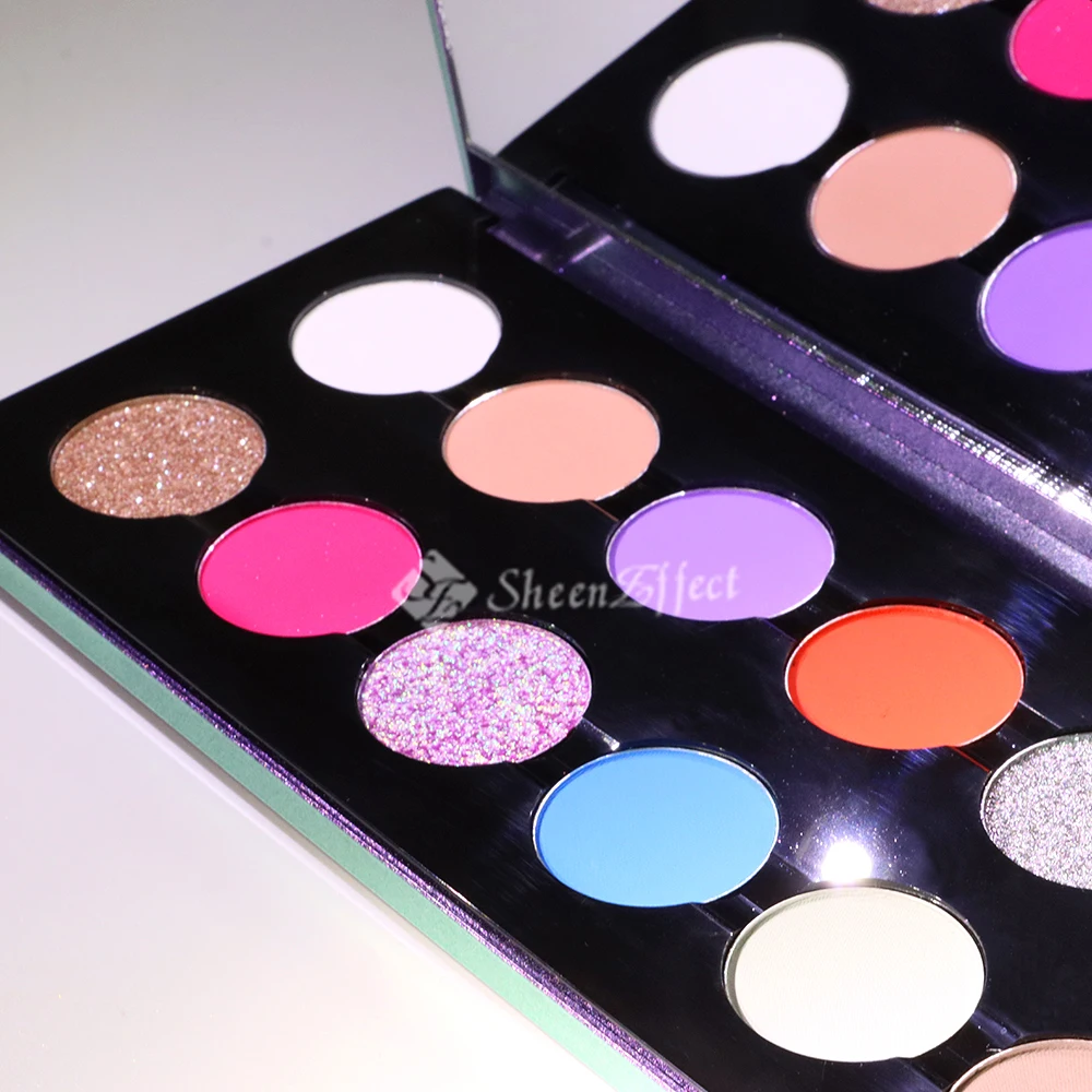 SheenEffect Wholesale Price Private Label 12 Colors Vegan High Pigment Mica Pressed Chameleon Bulk Eyeshadow Palette