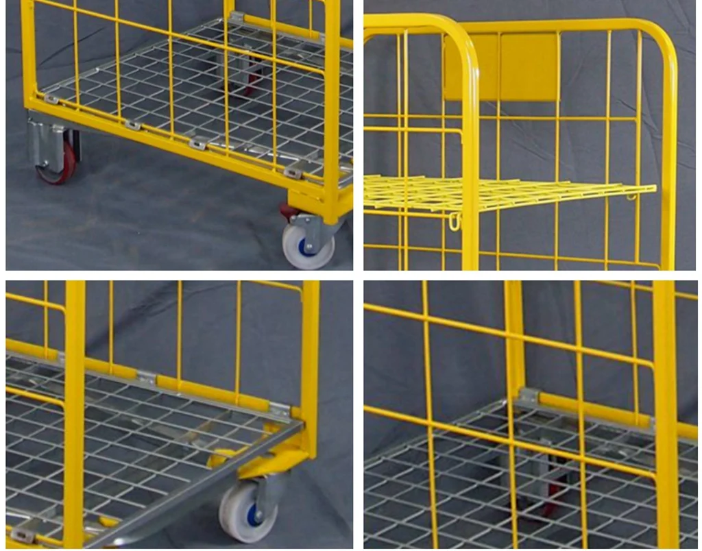 BHK03 Stackable and Nestable Wire Mesh Container Storage Steel Rolling Cage with high quality