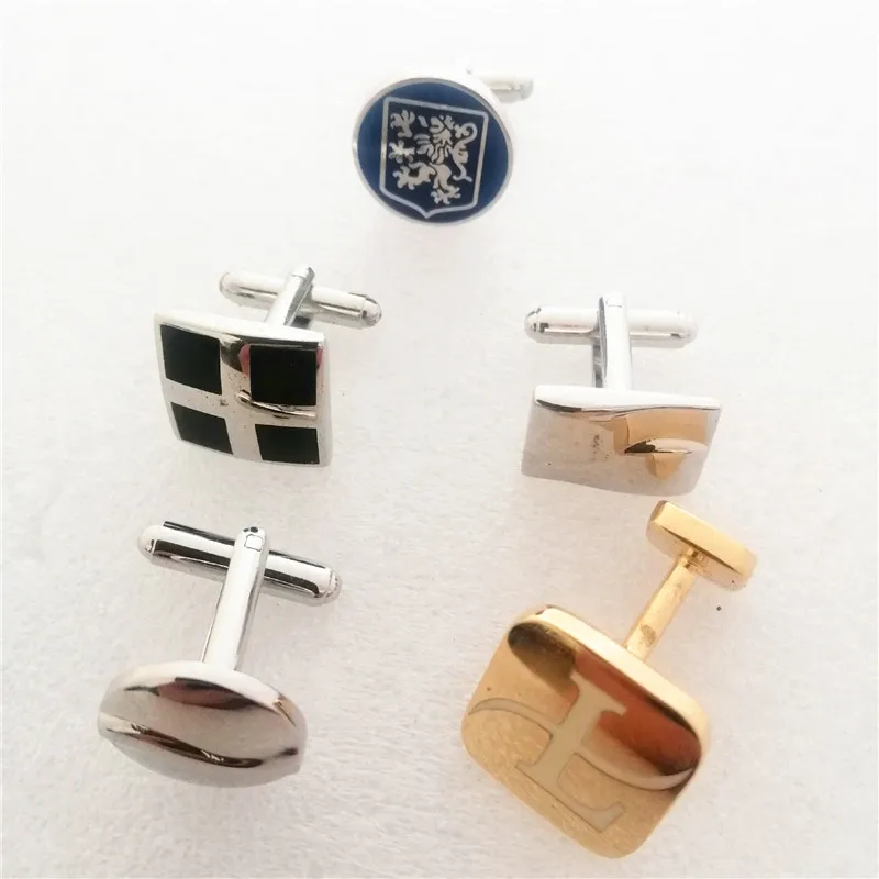 Оптовая продажа, дизайнерские квадратные мужские запонки из нержавеющей стали, роскошные запонки для мужчин
