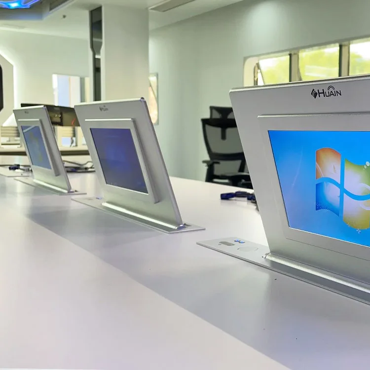 HUAIN 17.3 Inch Conference Table Pop Up Retractable Touch Screen LCD Monitor Motorized Lift