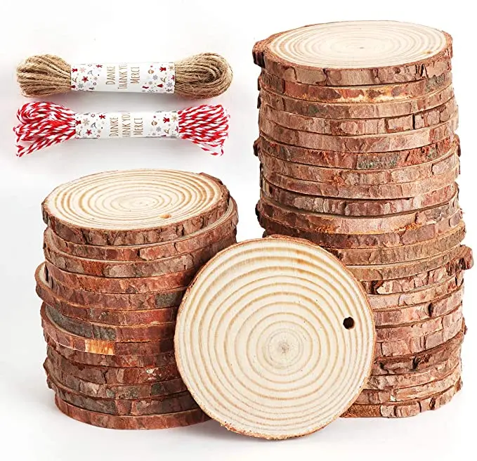 Unfinished Pine Round  natural wooden slices  birch wood Tree large  slices with bark  for crafts