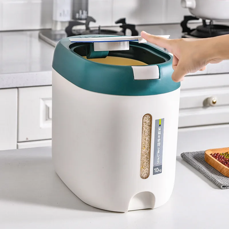Hot Sale 5 10kg Kitchen Plastic Food Storage Container Moisture-proof Insect-proof Airtight Rice Bin Rice Barrel For Beans Grain