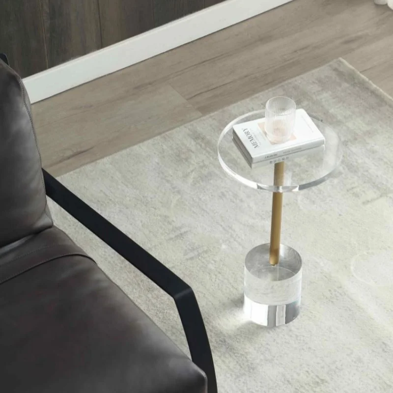 New Arrival Modern Light Luxury Style Transparent Lucite Acrylic Side Table with Golden Metal Rope for Home Decor