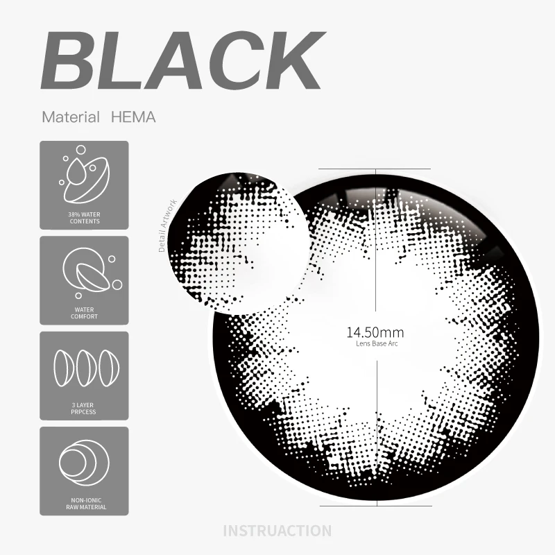 DS308 Miiemo Black Color Lens Hot Selling Color Contact Lens Wholesale Price Monthly Contact New Arrival
