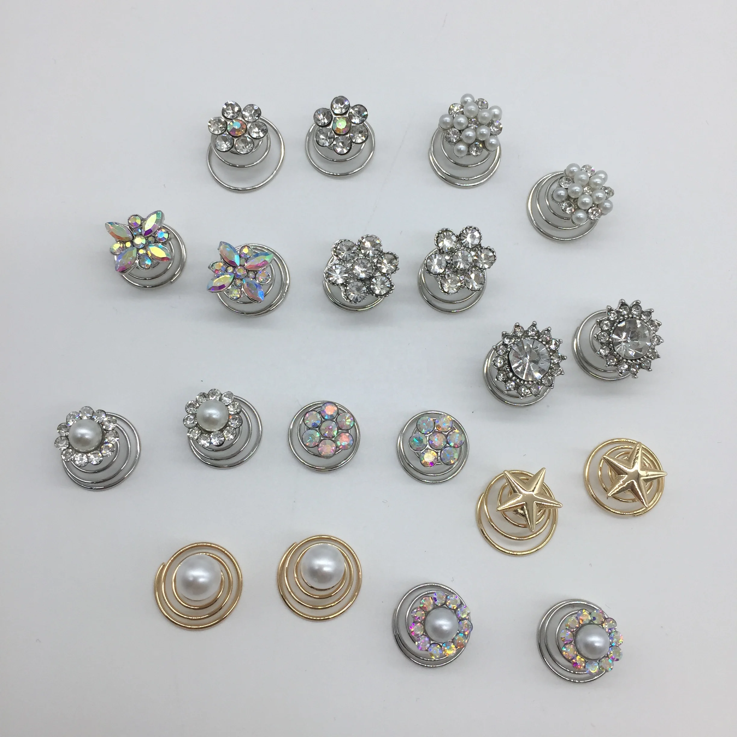 New Fashion  Women Twist Coil Crystal Rhinestone Star Pearl Hair Clip 8PK Metal Spiraled Hair Pin For Party Prom Wedding