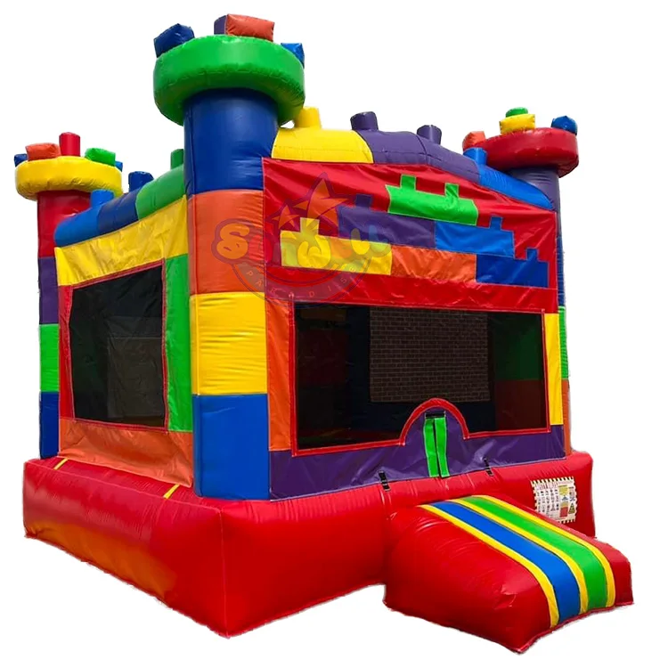 Blocks inflatable bouncer jumping bouncy castle jumper Building blocks bounce house with slide