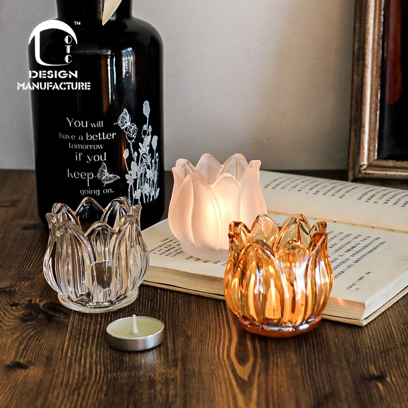 Simple Modern tulip glass candle holder wedding acrylic candle holders cheap wedding decoration table centerpiece