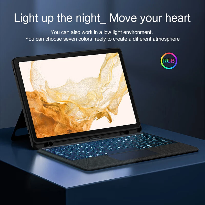 Smart Magic keyboard Cover Case For Samsung Galaxy Tab S8 S7 11 inch Tablet With Backlight Blue tooth TouchPad Keyboard Cover