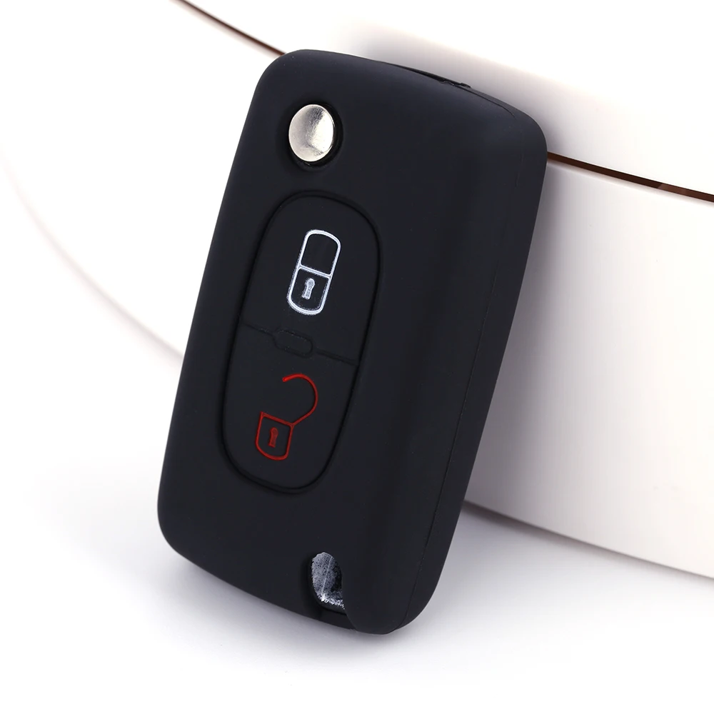High Quality Multiple Color Options Silicone Folding 2 Buttons Car Key Cover Case