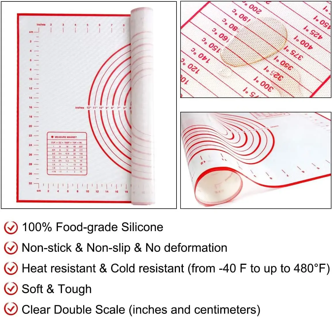 Silicone Pastry Mat Silicone Baking Mat Liners Pizza Dough Maker Pastry Rolling Dough Pastry Mat With Scale