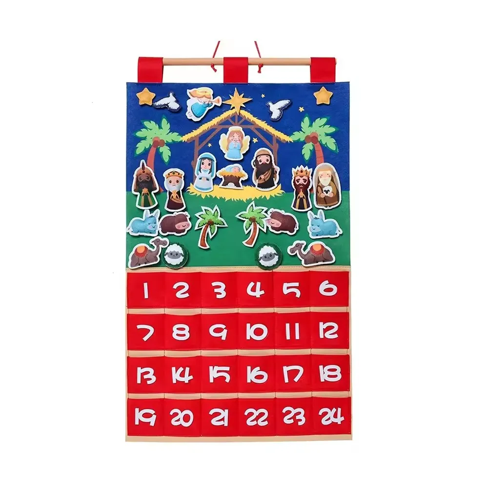 DIY Felt Christmas Tree Ornaments 24 days Christmas Felt Countdown Calendar Hanging Xmas Felt Decorations