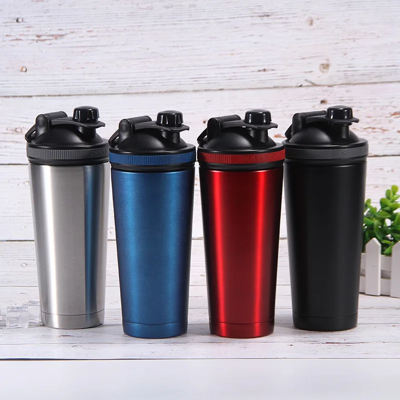 Wholesale 750ml Bottle Shakers Double Walled Stainless Steel Bpa Free Mixing Shaker Cup Sport Protein Water Bottle Shaker