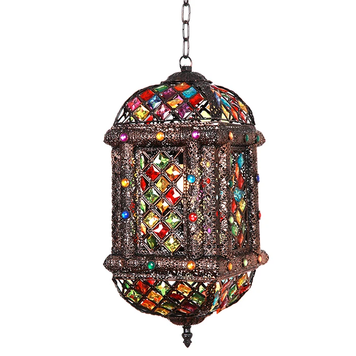 Southeast Asian iron vintage chandelier retro decorative pendant lights for coffee shop turkish moroccan mosaic NS-124010