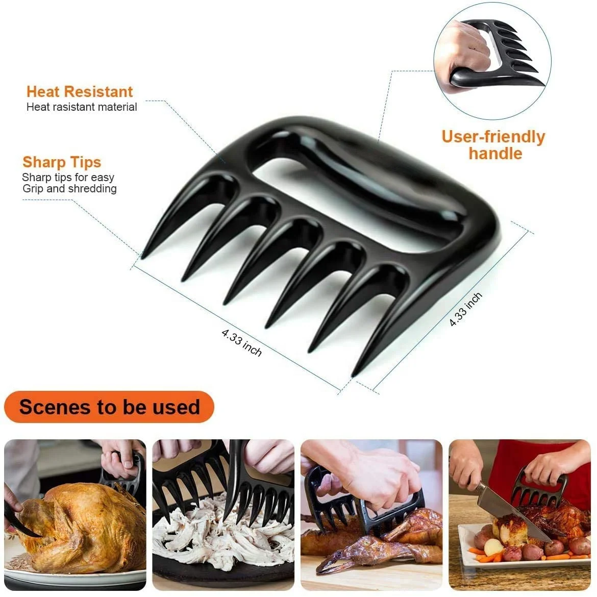 Meat Claws Meat Shredder Claws Best Pulled Pork Shredder Claws Paws - BBQ Smokers Cave Tools