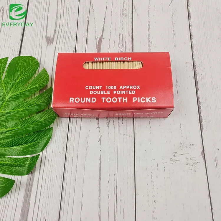 Easy Carry Birch Wood Mint Disposable Wooden Toothpick Double Point Chinese Tooth Cleaning Toothpick