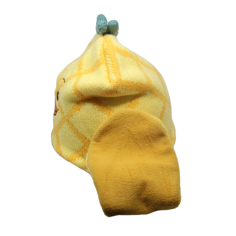 Custom Jacquard Winter Knitted Hat,Wholesale Cute Embroidery Cartoon Chicken Face Beanie Hat Skull Cap