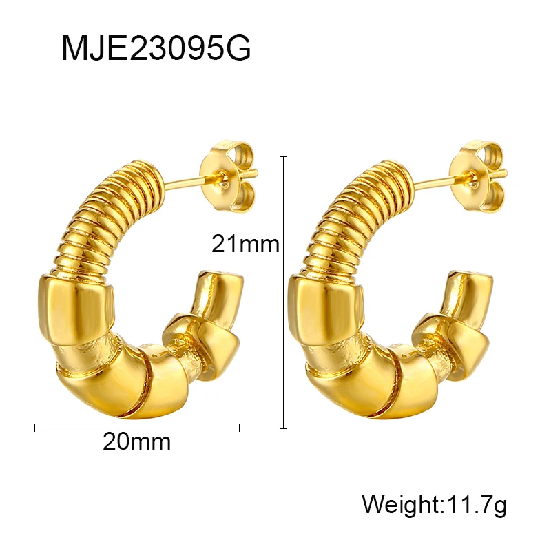 High Quality 18K Gold Plated brass Stainless Steel Jewelry Solid C Shaped Accessories Hoop Earrings E211298