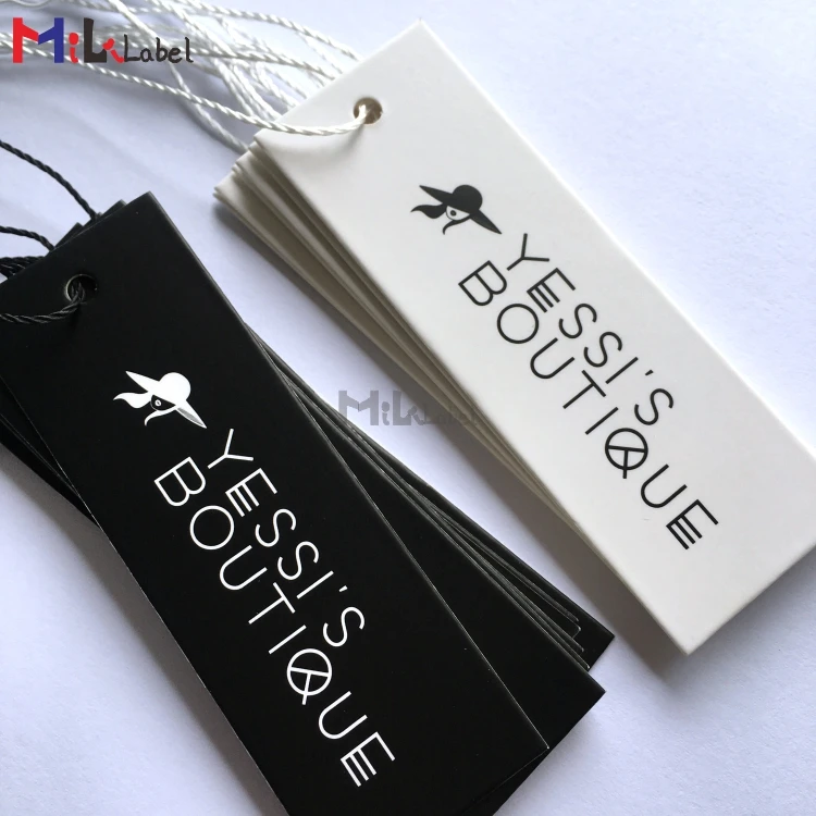 custom hang tags design Custom clothing tag clothing art paper printed  hang tag with hangtag string for jeans and clothing