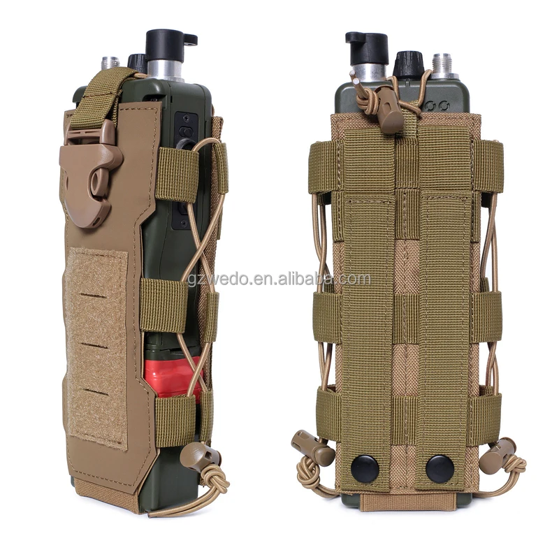 Upgrade Laser Cut Design Molle Adjustable Water Bottle Holder 40 oz, Tactical Water Bottle Radio Pouch for Backpack