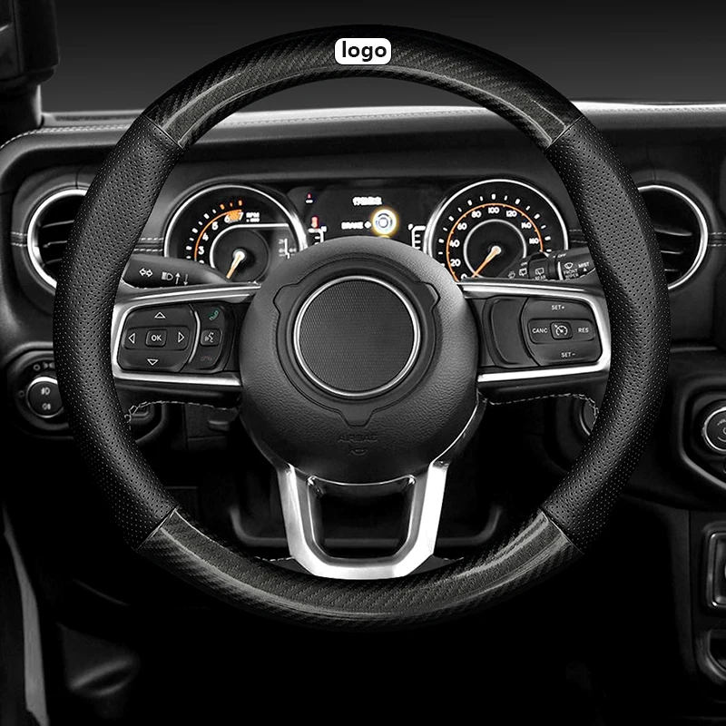 Dedicated for Jeep Steering Wheel Cover Wrangler JK Grand Cherokee Renegade Gladiator Carbon Fiber Auto Interior Accessories