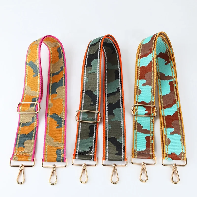 
New Arrival Wide Glitter Camo Bag Straps Replacement 25 Colors Webbing Webbing Strap For Bag 
