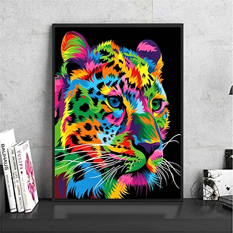 
Manufacturers selling hand-painted 40*50CM colorful cheetahs DIY oil painting by numbers 