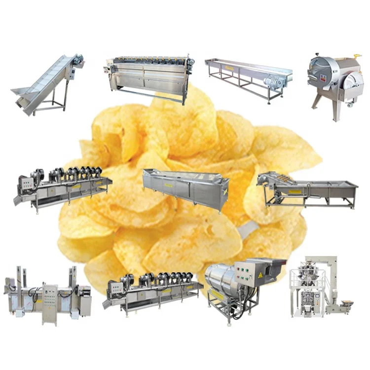 Automatic frozen french fries potatoes production line 100 kg automatic potato chips making machine price