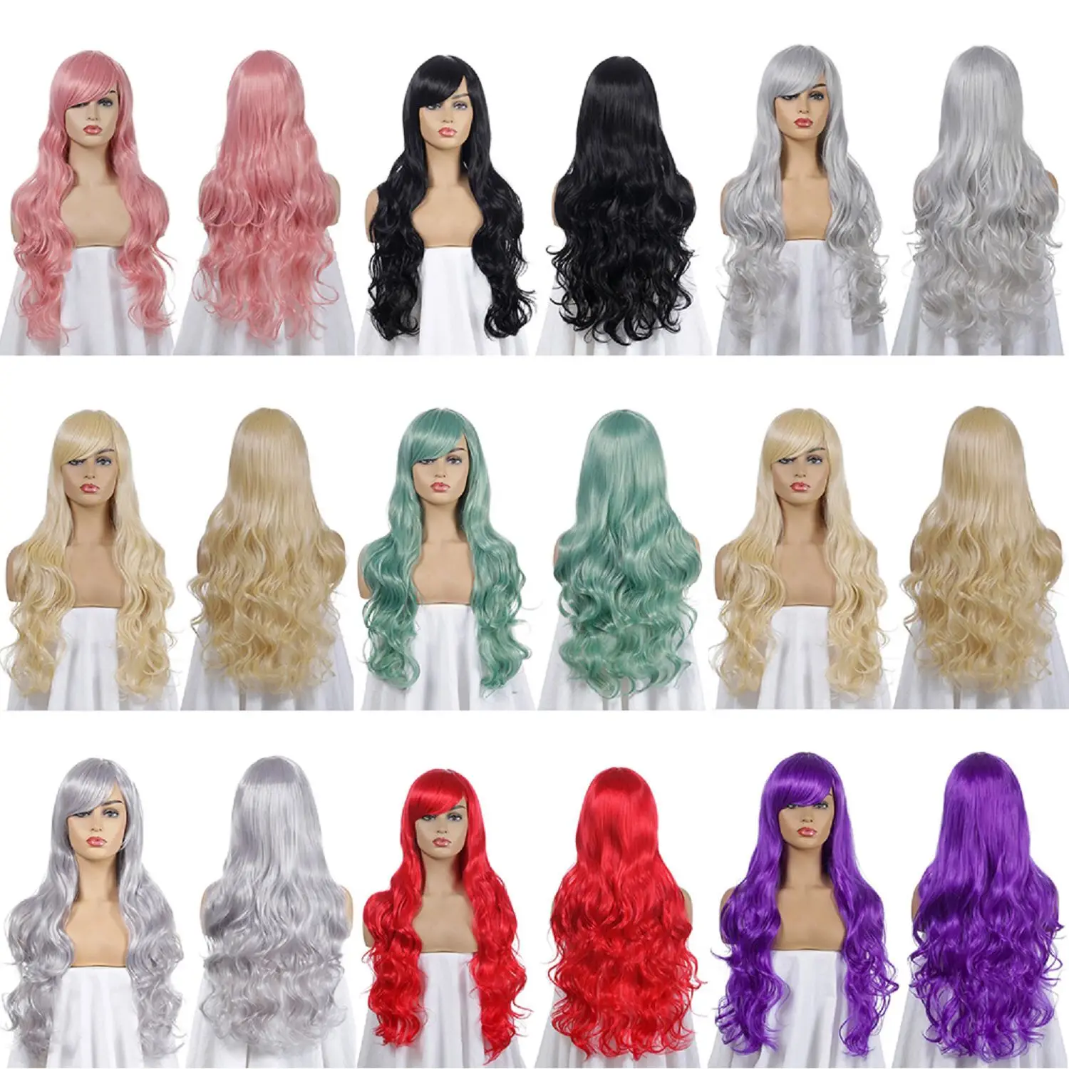 
Wholesale Cheap Hair Wigs Anime Cos Wig with Bangs 80cm Body Wave Long Curly Hair Cosplay Synthetic Hair Wigs 