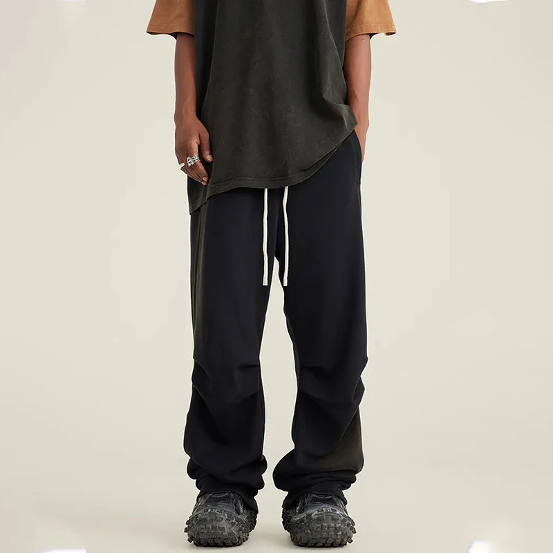 Vintage Sweatpants High quality french terry  unisex parachute pants stacked acid wash sweatpants