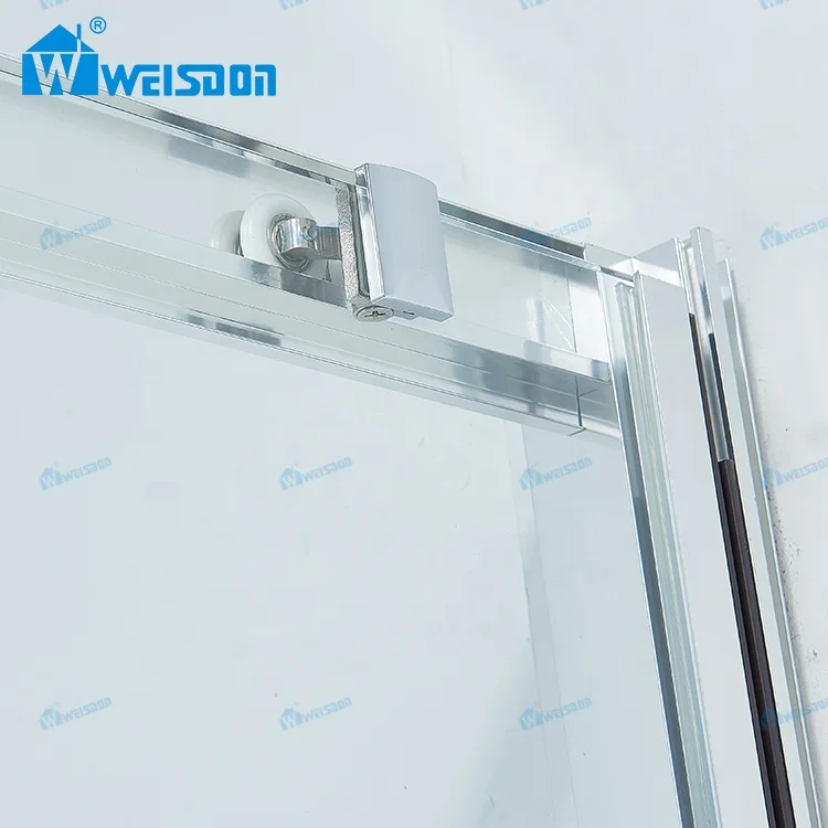 Weisdon OEM ODM Bathroom Single Sliding Shower Room Framed Aluminum Tempered Glass Shower Door