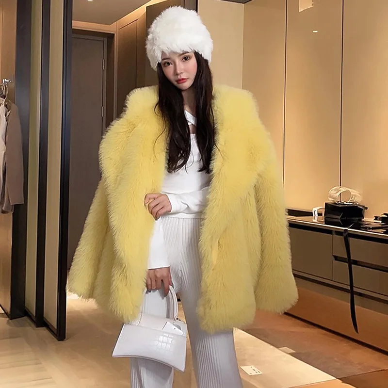 Factory wholesale custom spot Fashion Winter Fake Fur Coats Women Faux fur luxury women Pure colour wool short style fake fur