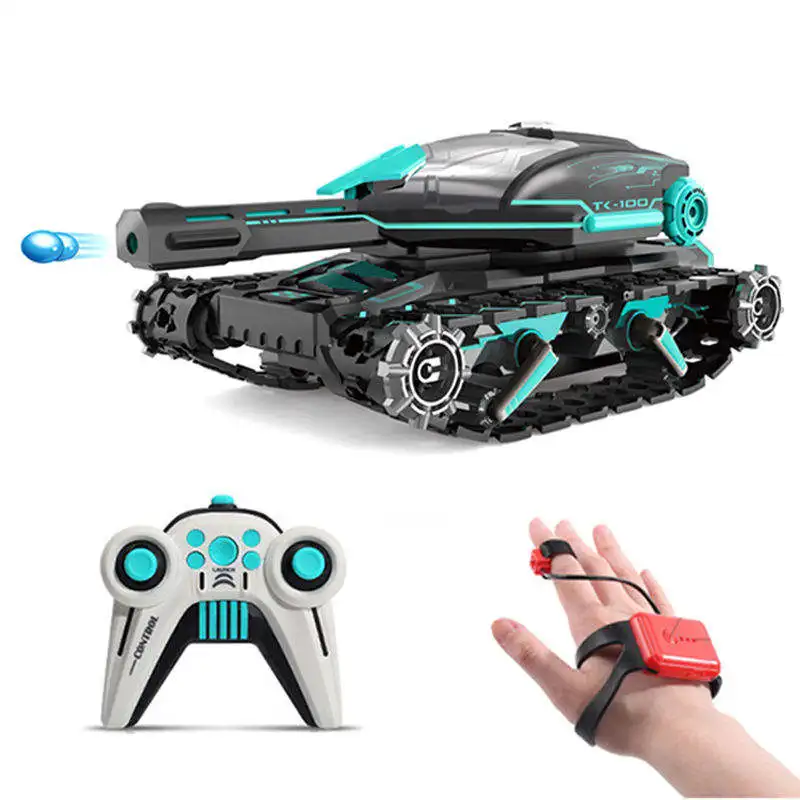 New music led light battle water bullet 2.4g remote watch hand gesture radio control stunt car bb airsoft gel bomb rc tank toys