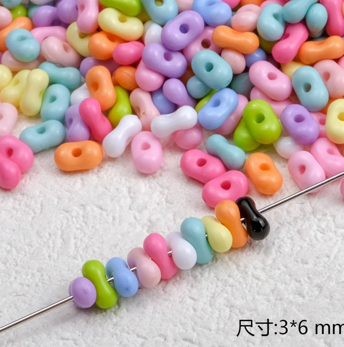 Hot Sale 3*6mm Colorful Peanut    Beads Plastic Acrylic Seed  Beads with Holes
