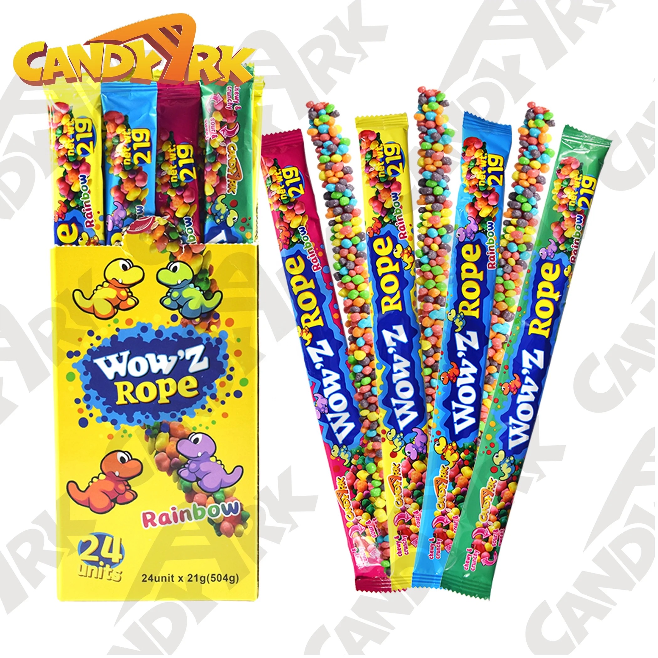 Factory direct supply halal rainbow wowz rope gummy candy sweets