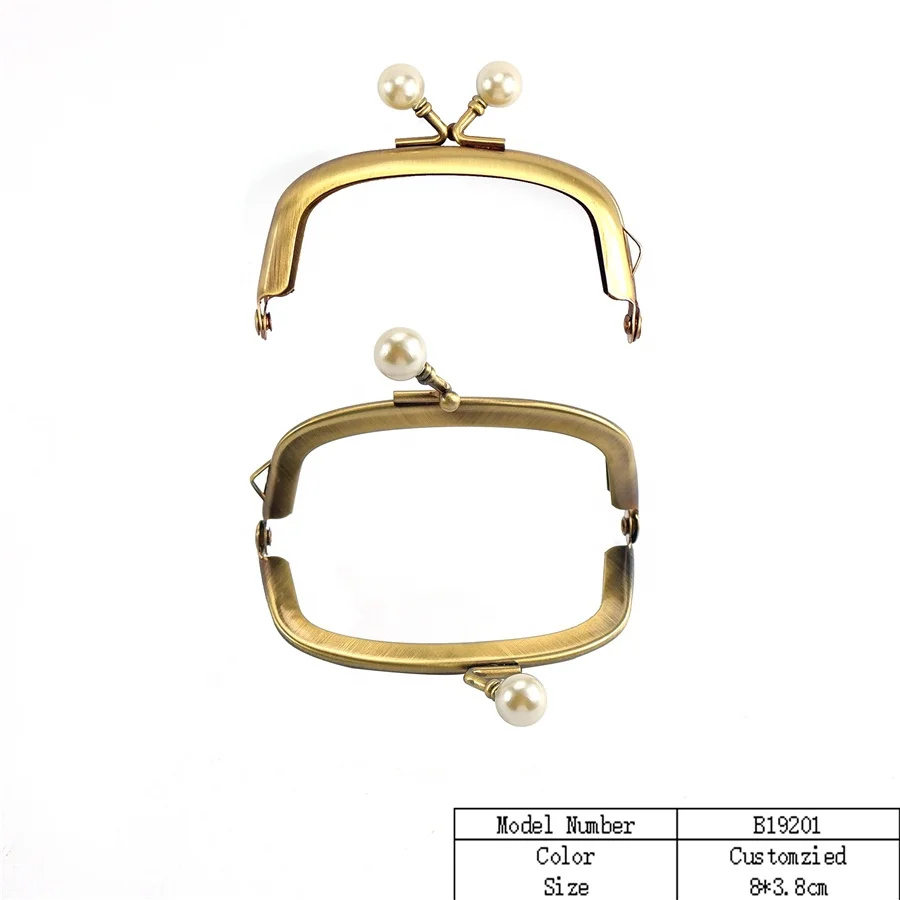 Customized Wholesale Bead head shape half round purse metal kiss lock frame bag frame closure