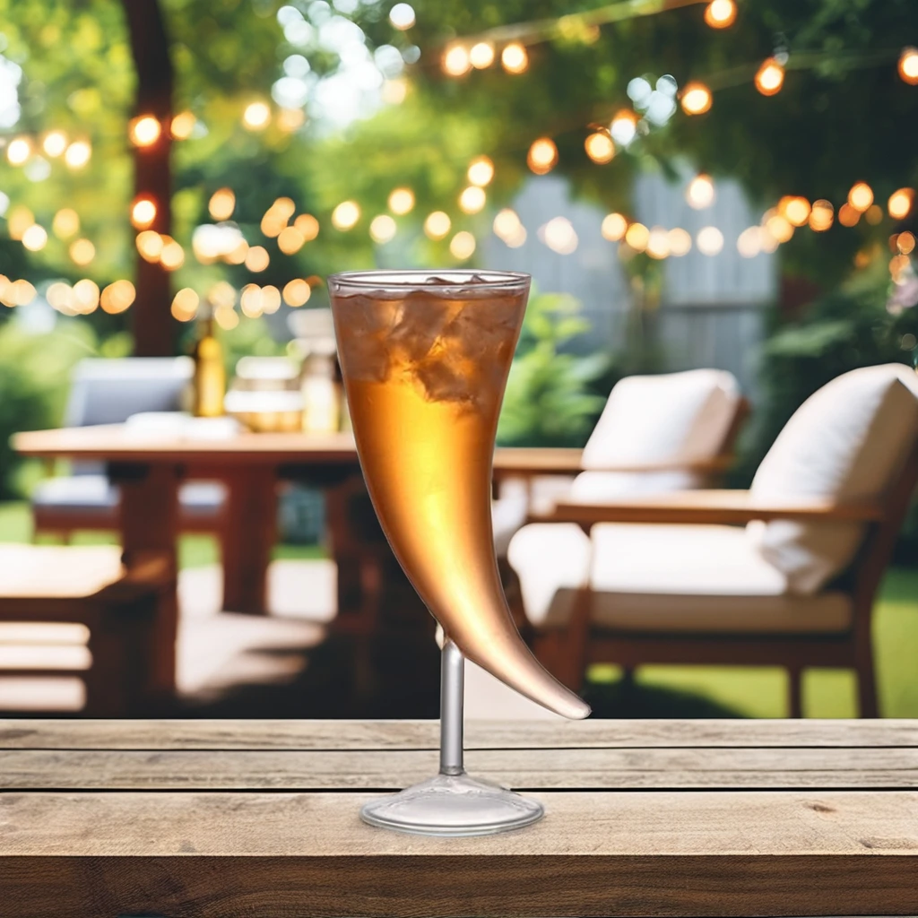 clear liquor dispenser horn shaped stem willy beer glass 410ml