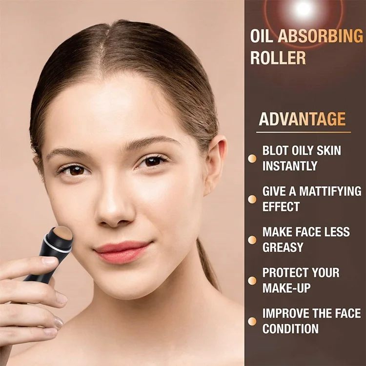 Natural Volcanic Stone Roller Facial Massage Therapy Facial Oil Cleansing Facial Oil Remover Facial Oil Absorbing Roller