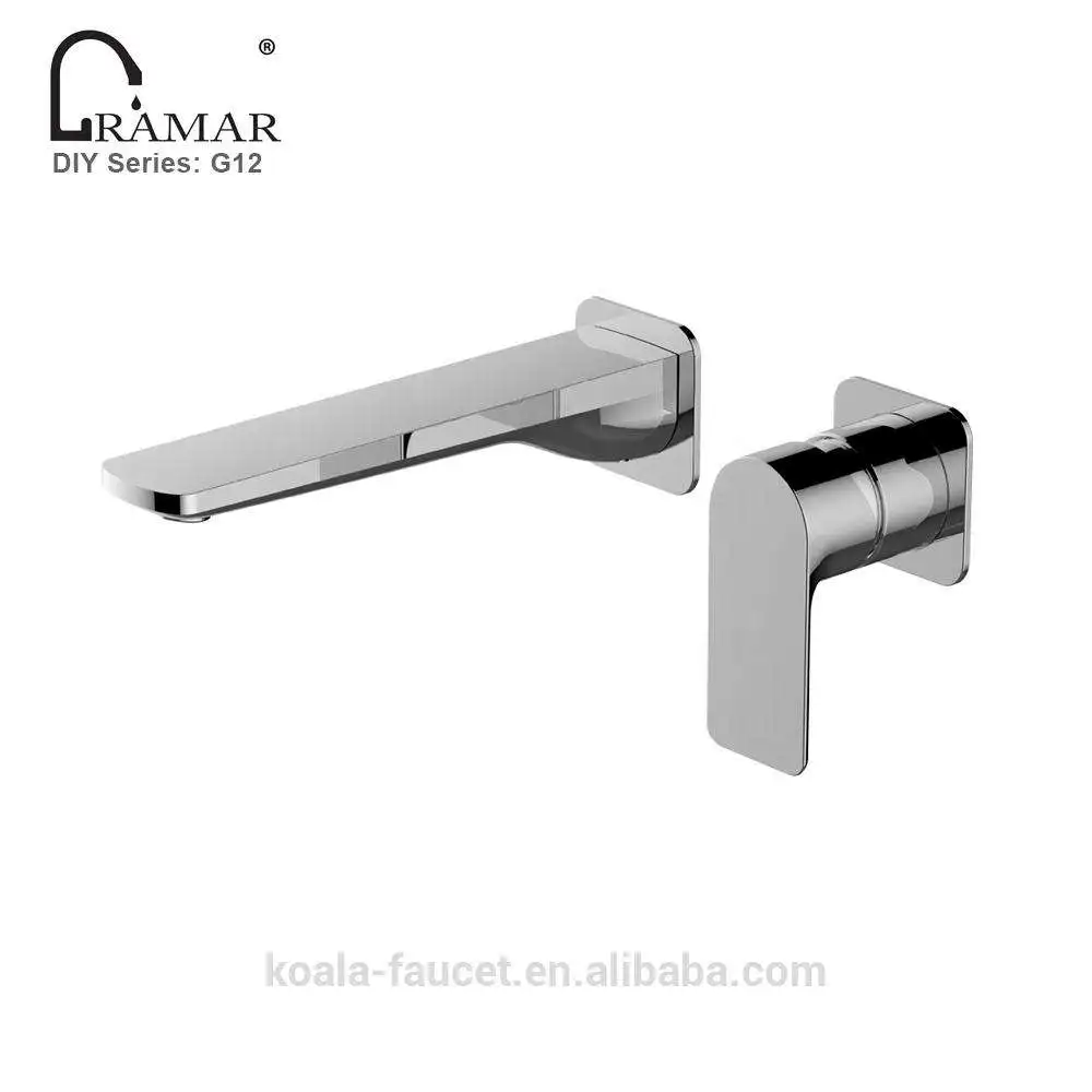 Single Handle 2 Hole Gold Black Plated Wall Mount Bathroom Sink Faucet