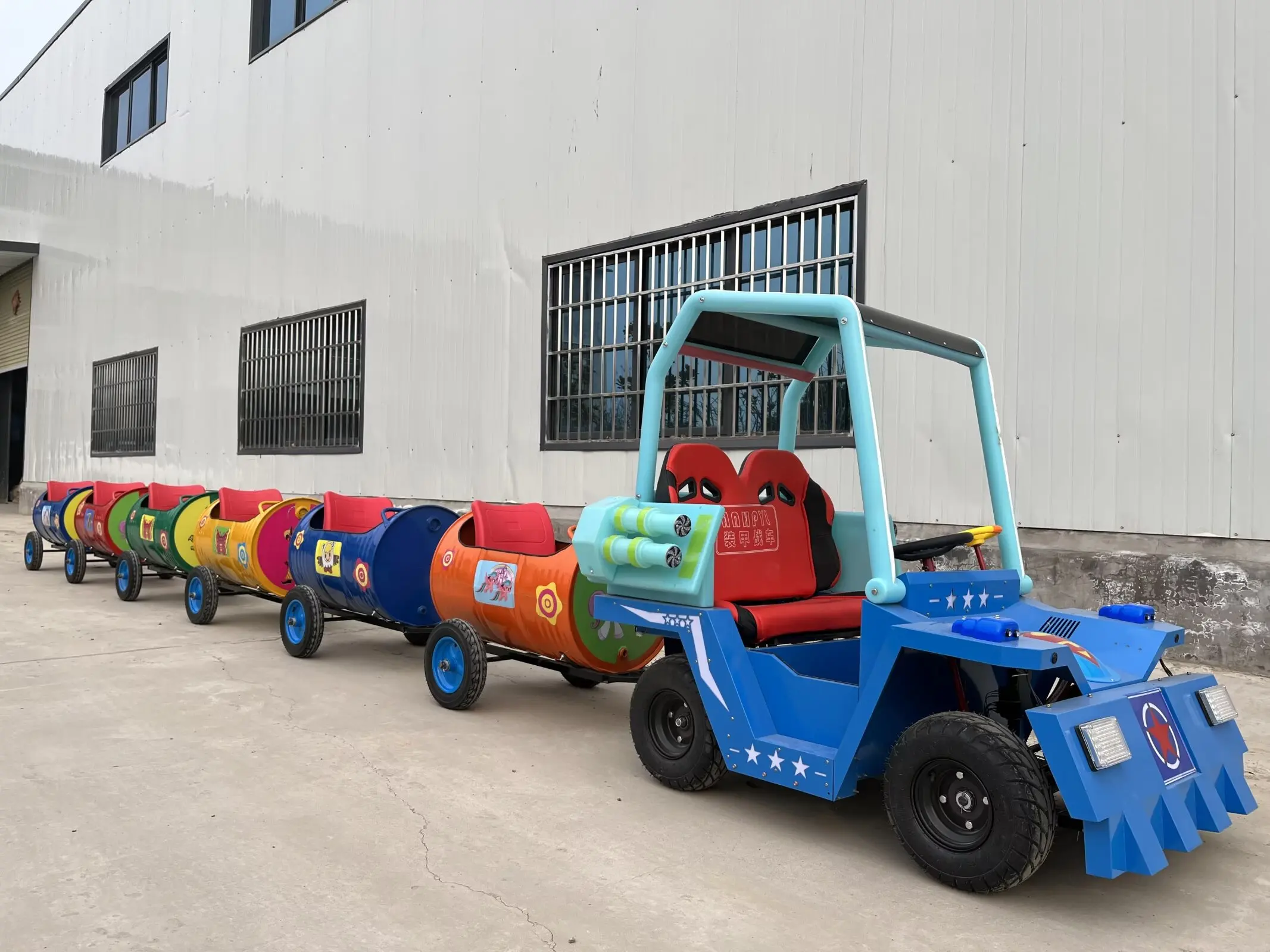 China Factory supplier Cheap Price Ride on car Kids Amusement Park Games Machine Happy Oil drum mini trackless train for sale