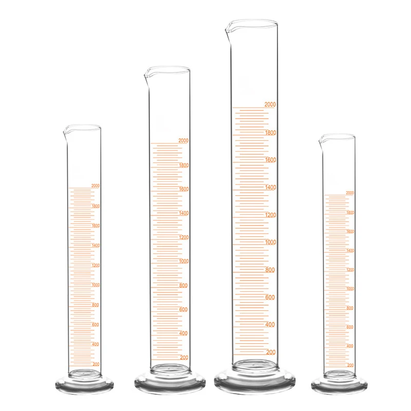 5ml~2000ml Lab Glassware Boro3.3 Glass Thick-walled Measuring Graduated Cylinder With Spout And Graduation