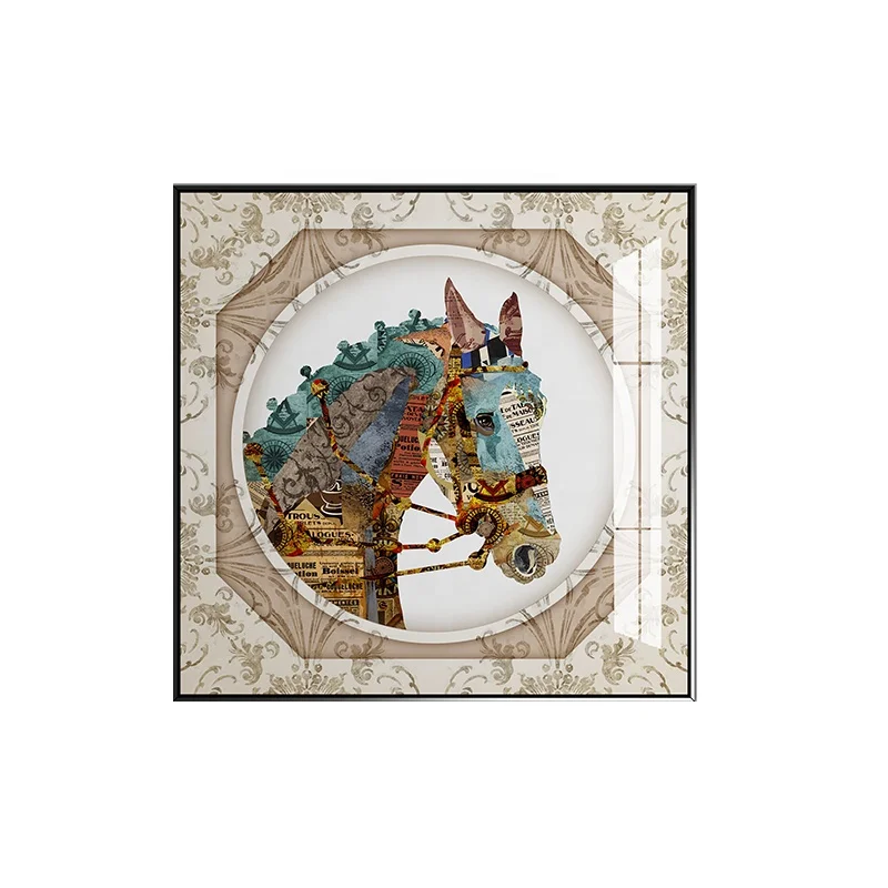 Living room high-grade decorative painting tempered glass hanging painting animal painting horse mural